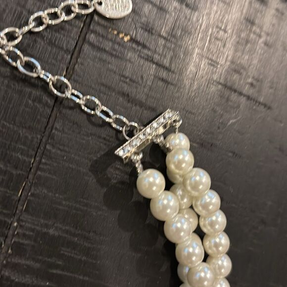 Stella & Ruby Pearl Rhinestone Elegant Formal Fancy Necklace Collar Statement‌ - Picture 7 of 11